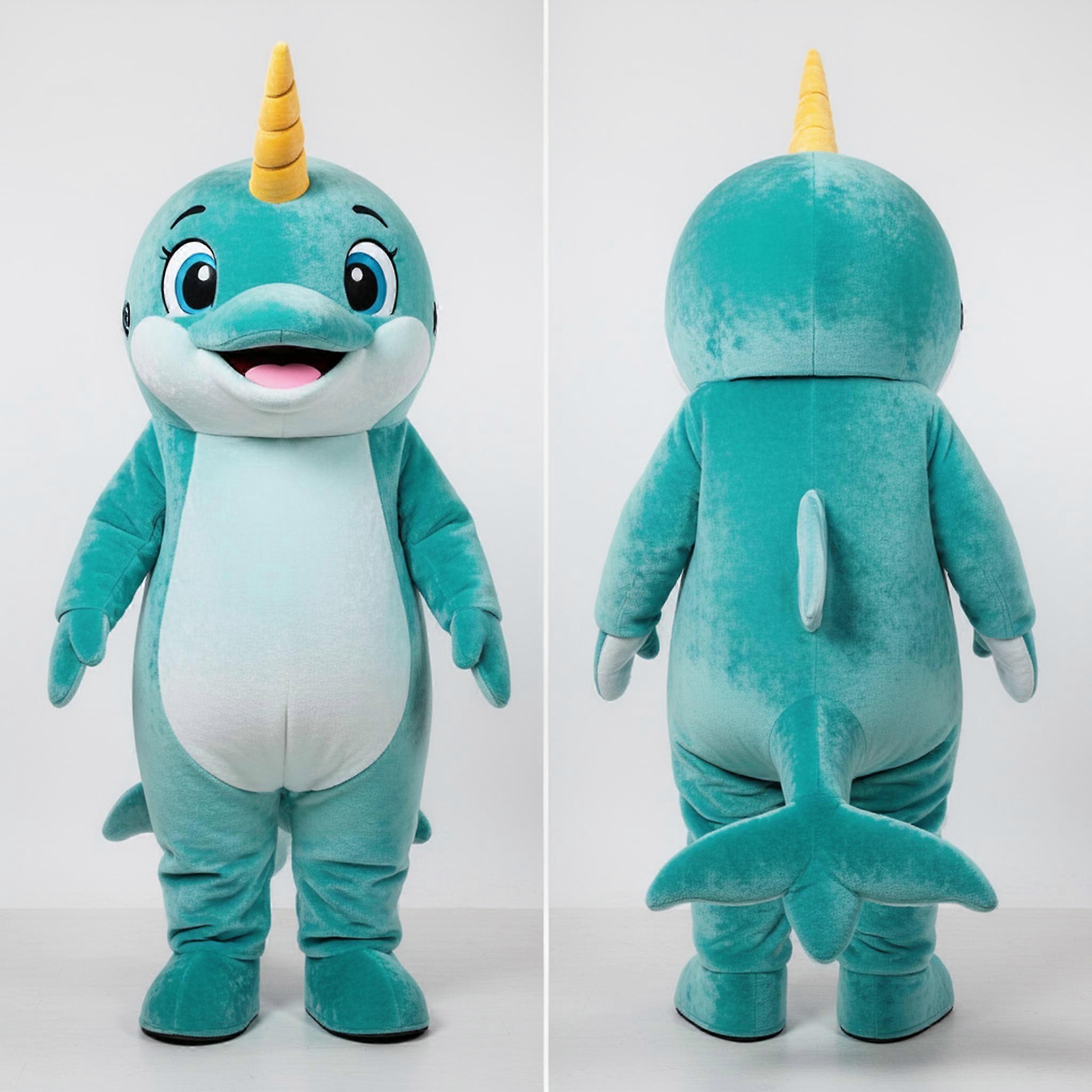 MASTICOT Teal Velvety Narwhal Mascot