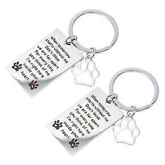 Dog Memorial Keychain for Remembrance 2Pcs Silver Stainless Steel Gifts