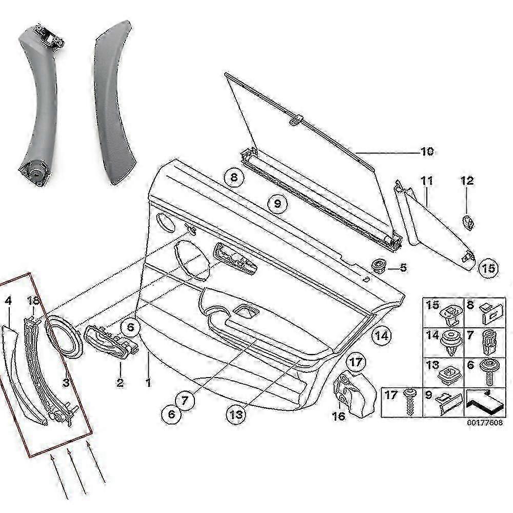 Interior door handle for 3 Series E90 E91 E92 2004-2012 with cover trim