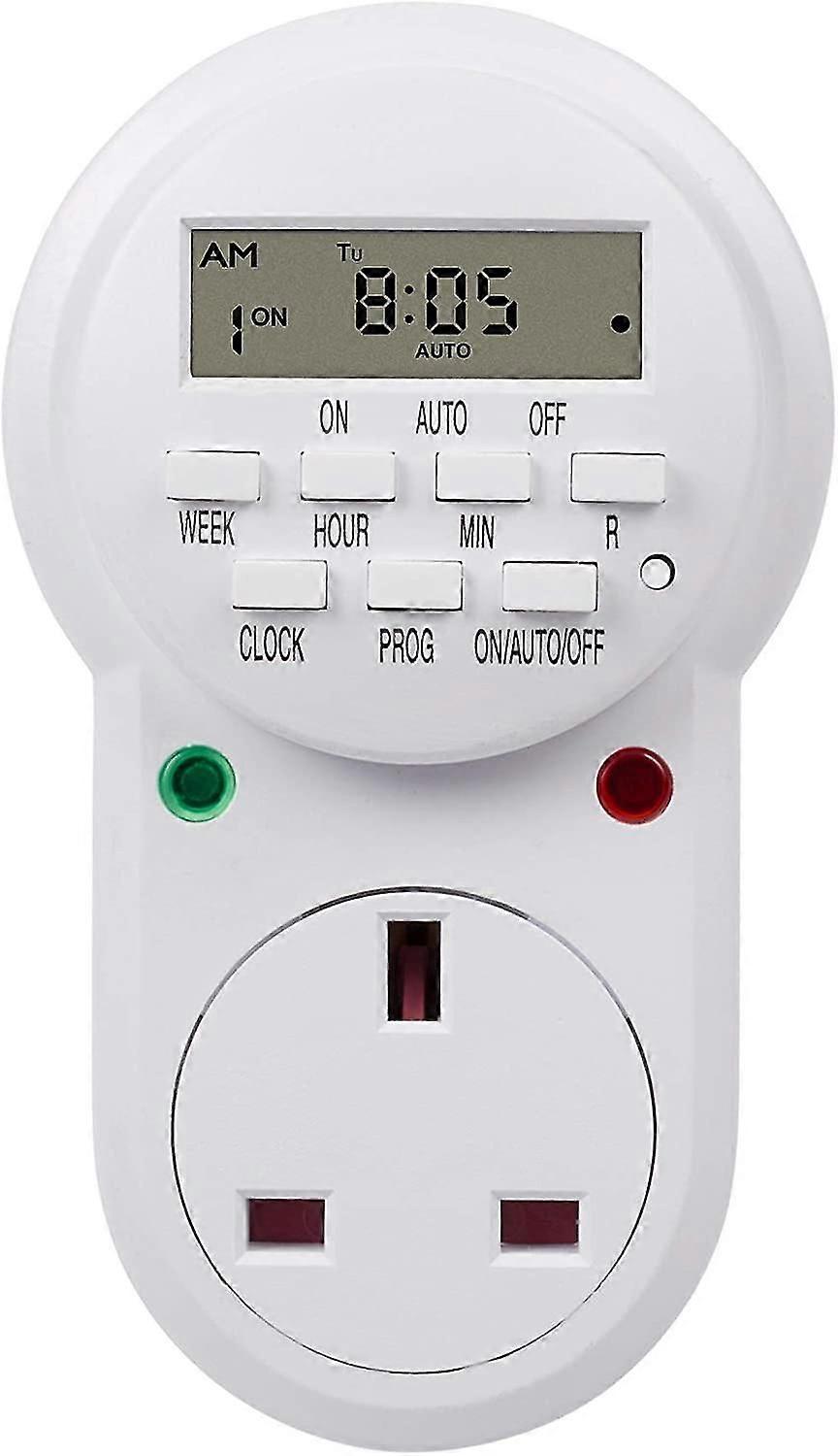 Weekly Programmable Electronic Digital Mains Plug-in Timer Socket With Lmell Lcd New