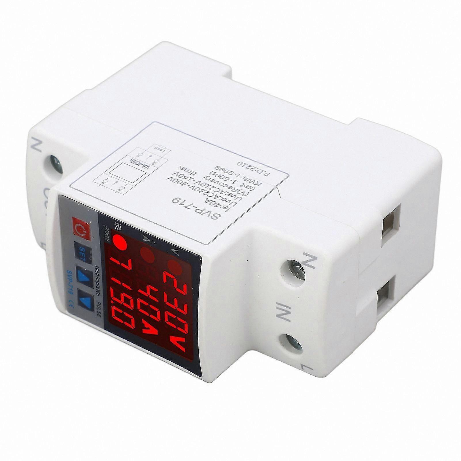 Adjustable Voltage Protector with Auto Reset Function for AC220V 40A Intelligent Over Under Voltage Safety Device