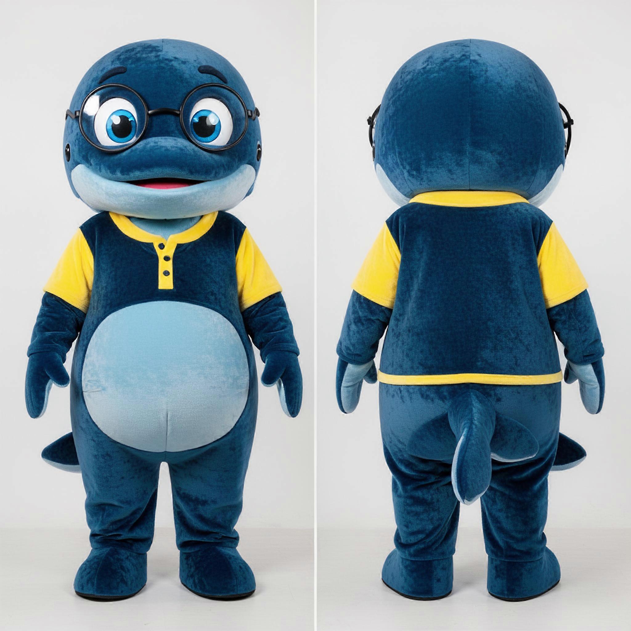 MASTICOT Deep Ocean Broad Smiling Blue Whale Mascot