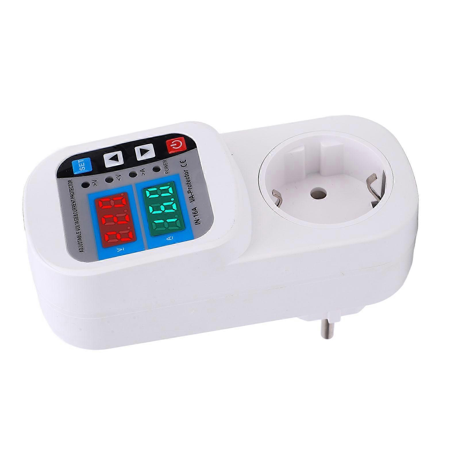 Surge Protector Outlet 16A Adjustable Digital Display Automatic Voltage Current Guard Socket for Home