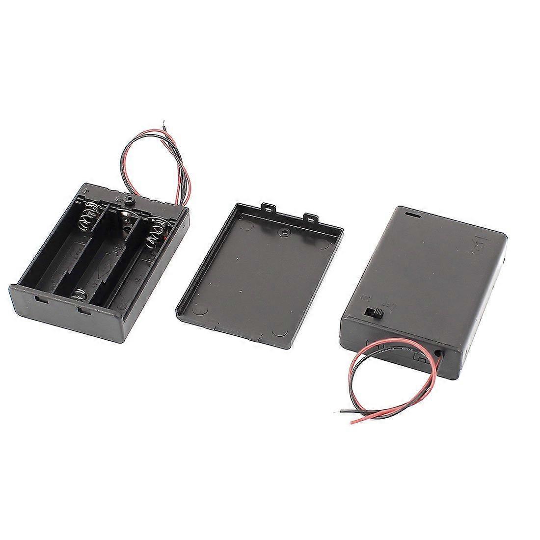2 Pack 3 AA Battery Holder Case with Cover, Durable Plastic Box for DIY Electronics, Quick Access