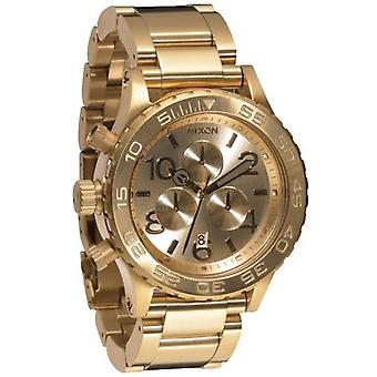 Nixon 42/20 Quartz Analog Unisex Watch with A037502 Gold Plated Stainless Steel Bracelet