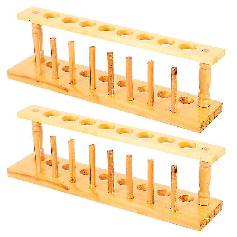 30X8.5cm Light Brown Test Tube Racks 2pcs Wooden Test Tube Racks Practical Test Tube Stands Test Tub