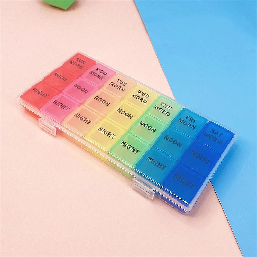 Pill Box 7 Days Organizer 21 Grids 3 Times One Day Portable Travel With Large Compartments For Vitamins Medicine Fish Oils