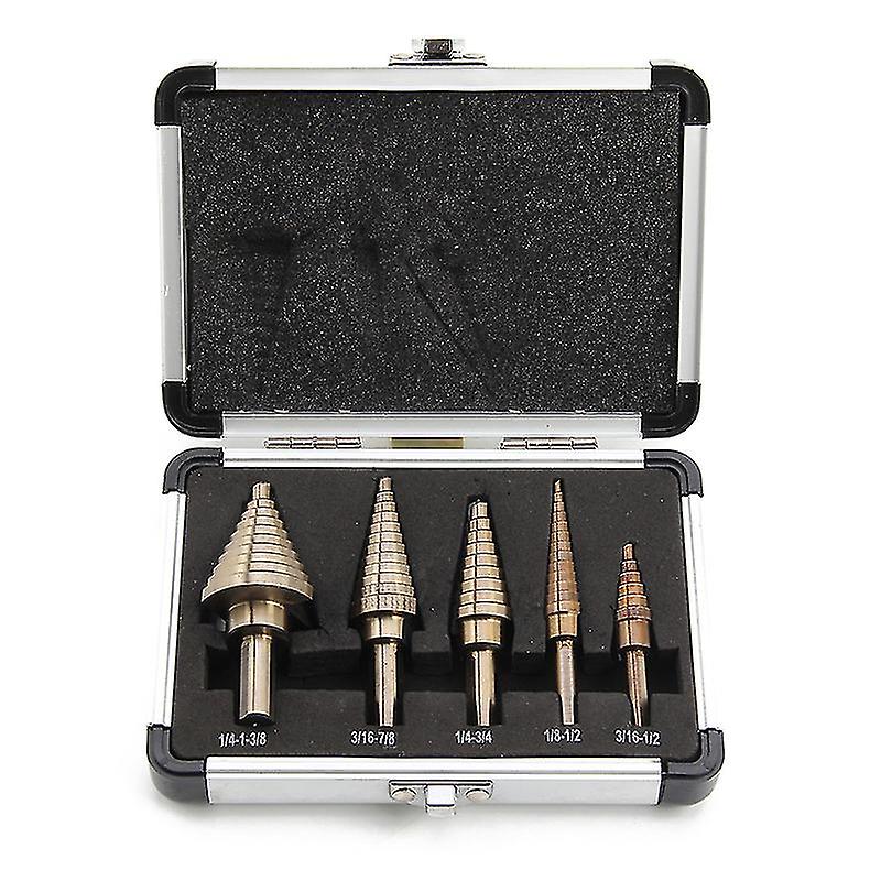 5 Pcs Lar Tium Hss Step C Bit Set Tool + Case