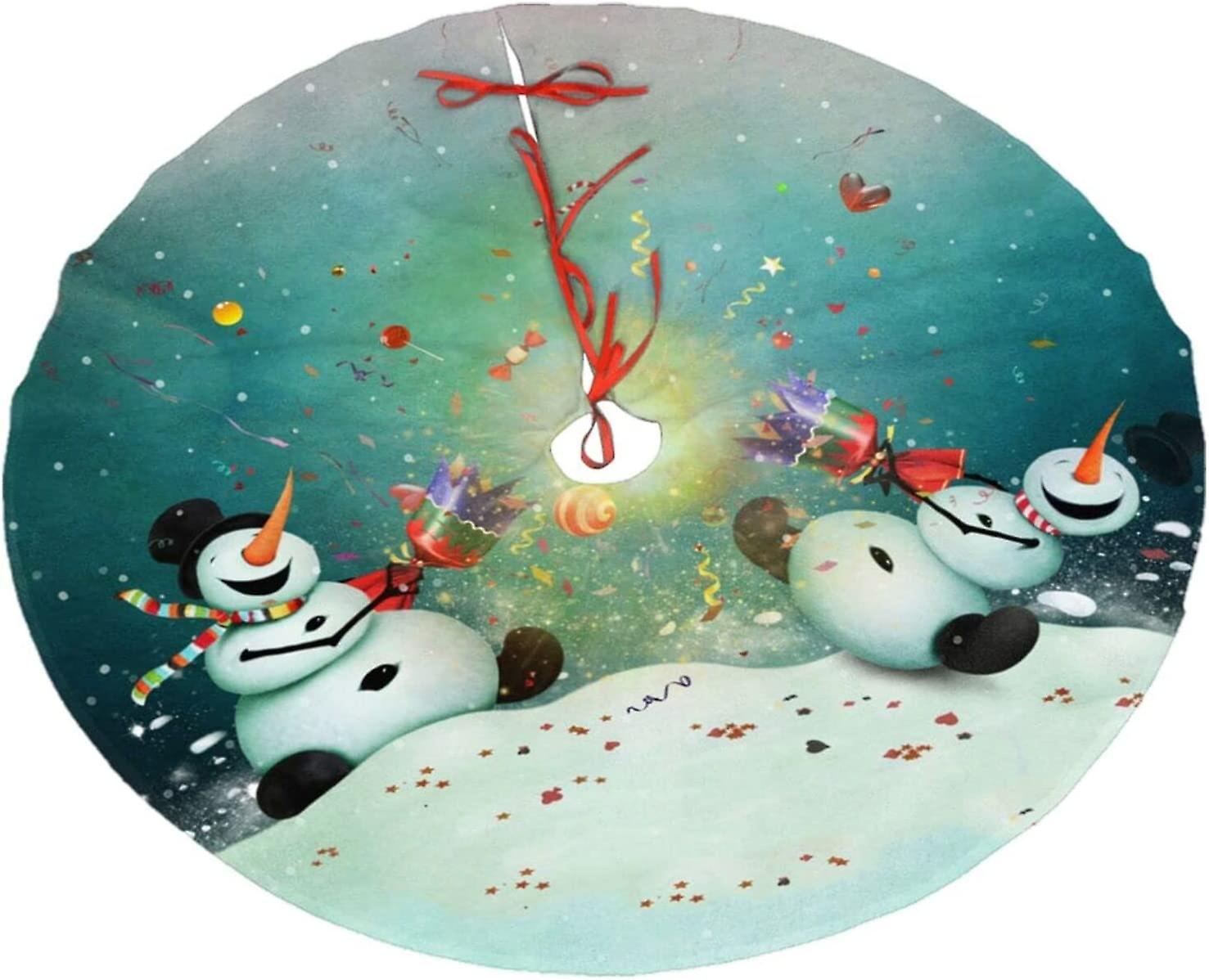 Christmas Tree Skirt Funny Snowman Christmas Decoration Plush Tree Skirt