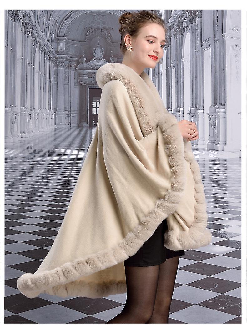 Faux Fur Trim Vest Mantel Sjaal Wraps Winter Poncho Oversized Cape | NL