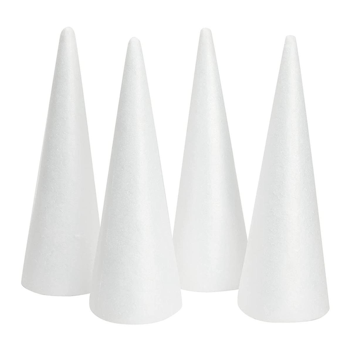 Foam Tree Cones For , White Polystyrene (4.5 X 13.5 In, 4 Pack)