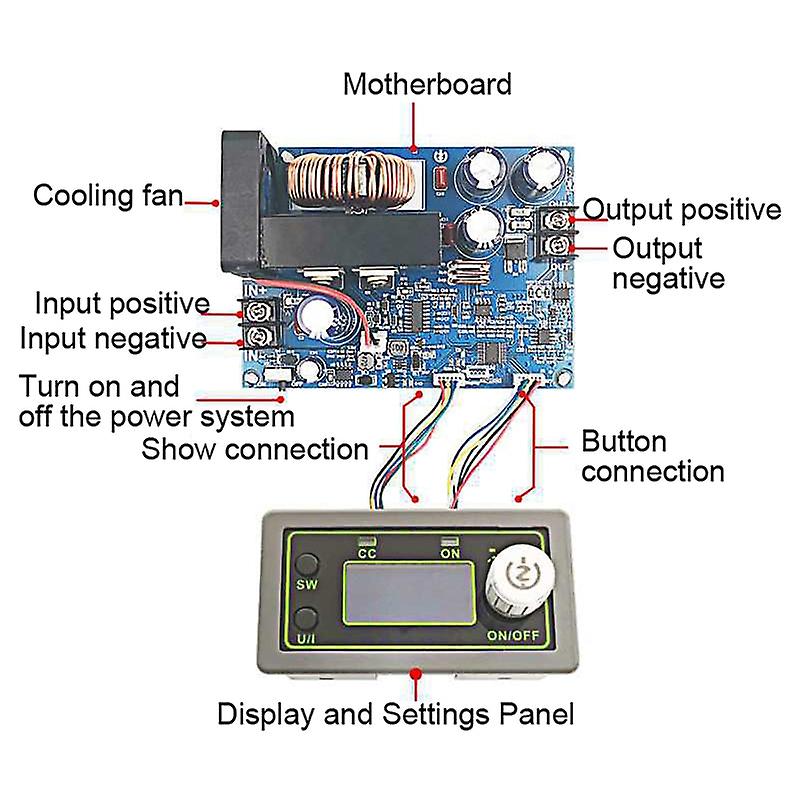 50V 20a 1000w Dc/dc Buck Converter Cc Cv Step-down Power Supply Module Lcd Adjustable Voltage Regulated