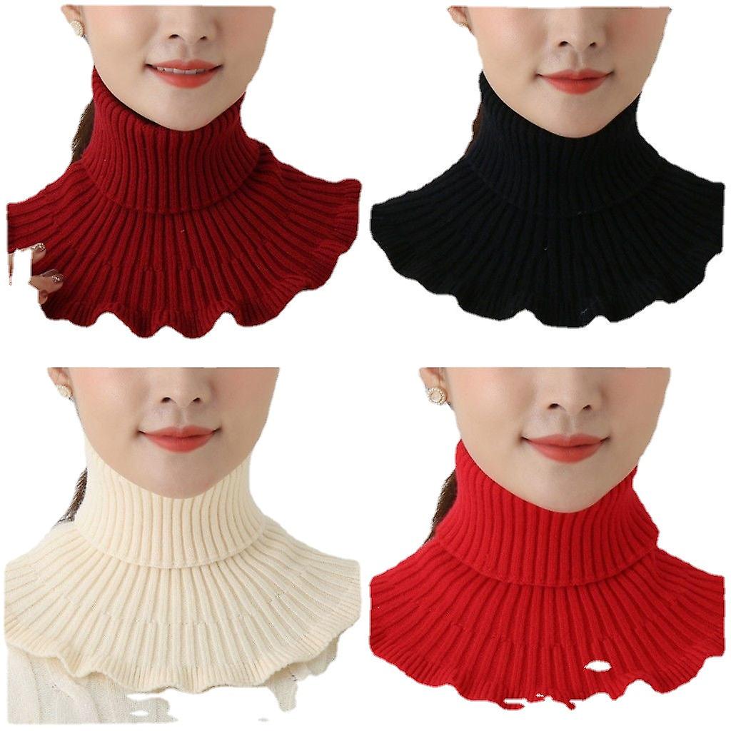 Women's Fake Collar Detachable Half Pullover Keep Warm Cervical Support Bana Korean Style Versatile Decorative Solid Color Woolen