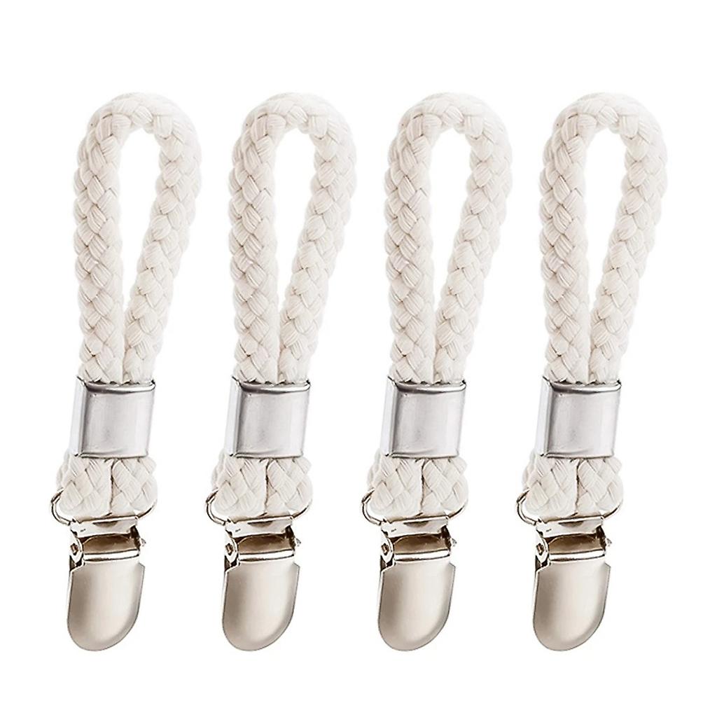4Pcs Braided Cotton Loop Towel Clips Metal Storage Office Document File Foder