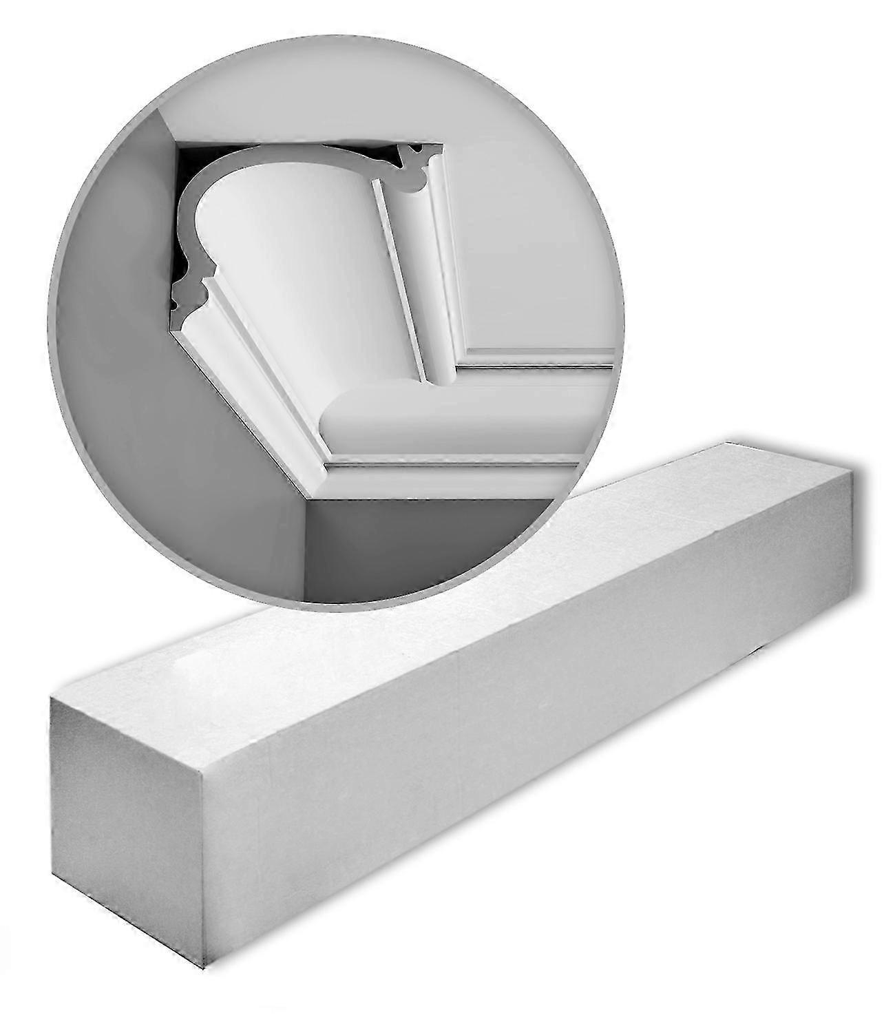 ORAC NV 10 x Corniches C342-box 20 Mètre LUXXUS Purotouch® 200 cm blanc prétraité léger, solide, indéformable utilisable comme profil rideau
