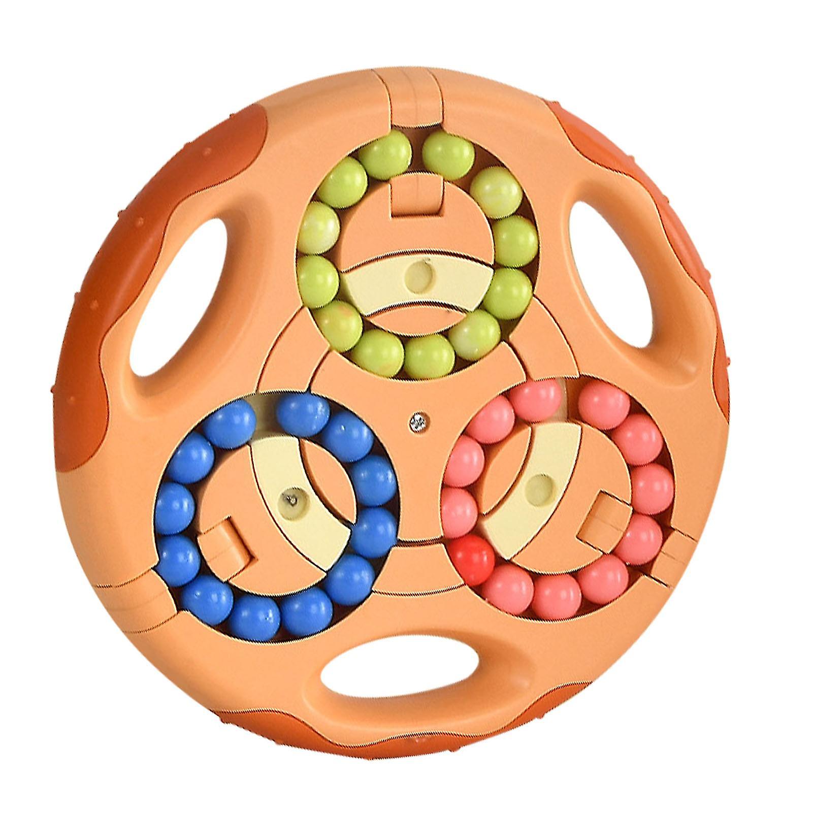 Finger Rotating Beans Double Sided Thinking Exercise Puzzle Decompression Rotating Beans Toy Orange 