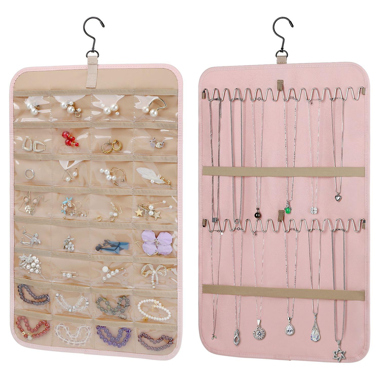 Doppelseitiger hängender Schmuckorganizer mit transparenten Taschen