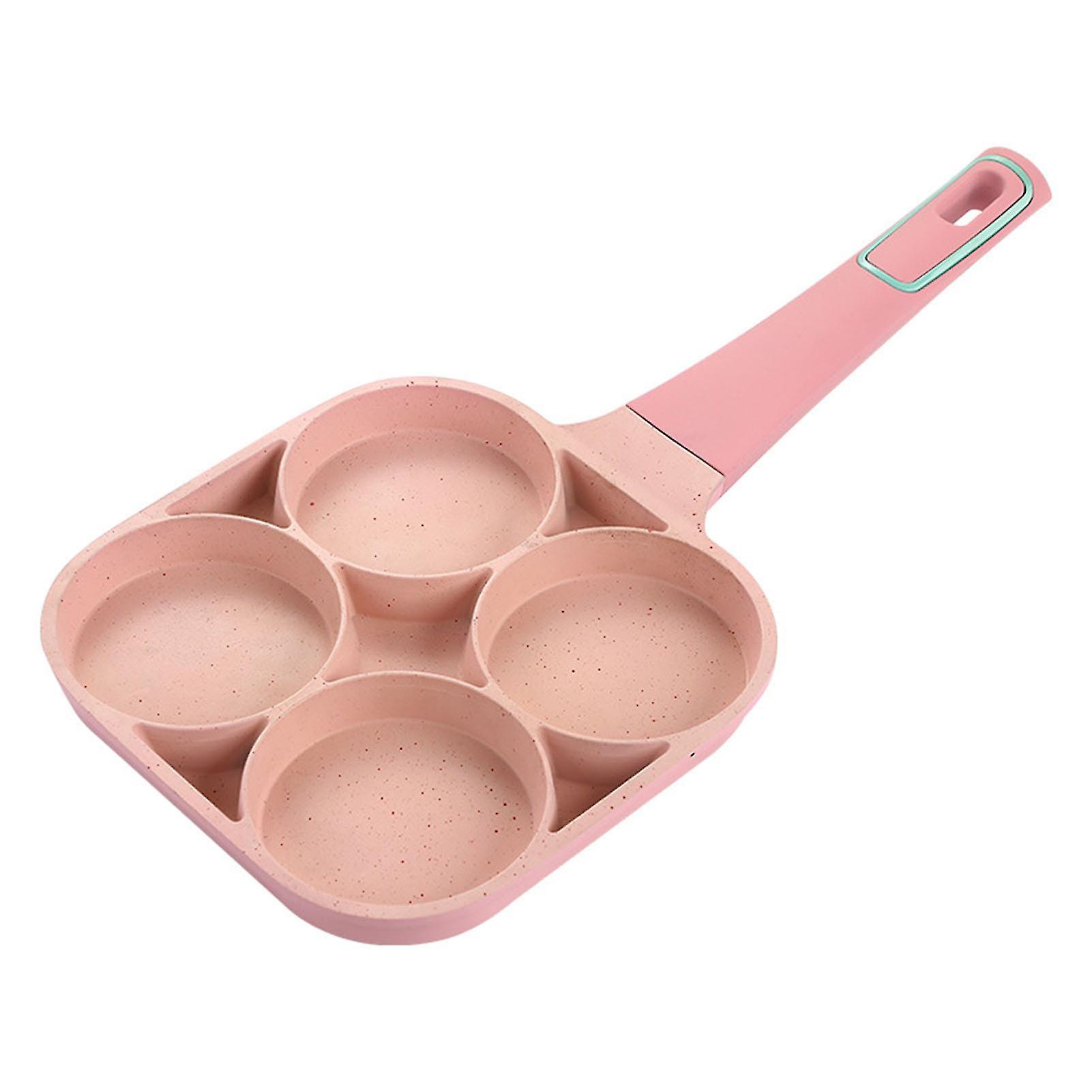 4-Hole Egg Pan Nonstick Frying Pan Flat Bottom 4 Cup Pancake Omelet Pan Pink