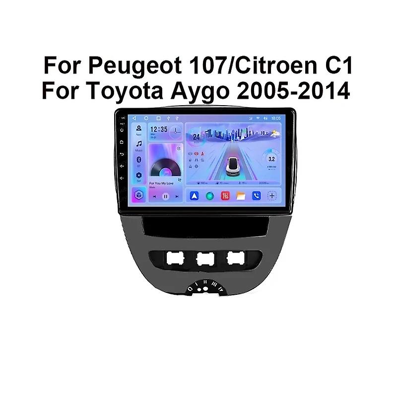 For Peugeot 107 Toyota Aygo Citroen C1 2005-2014 Multimedia Player Android 12 Navigation Carplay