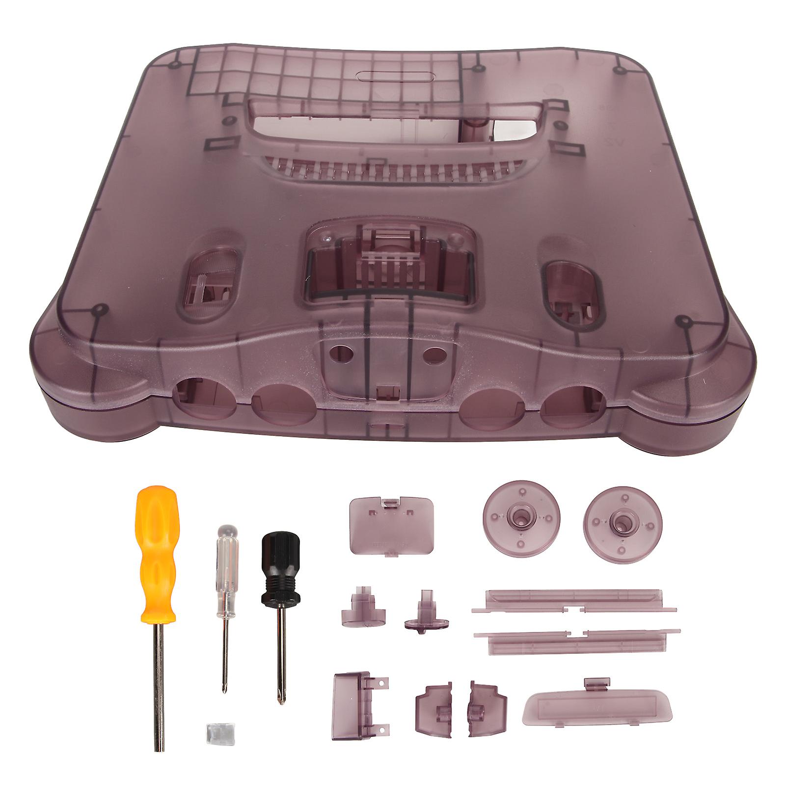 for N64 Translucent Case Replacement Retro Video Game Console Protective Shell Rose Purple