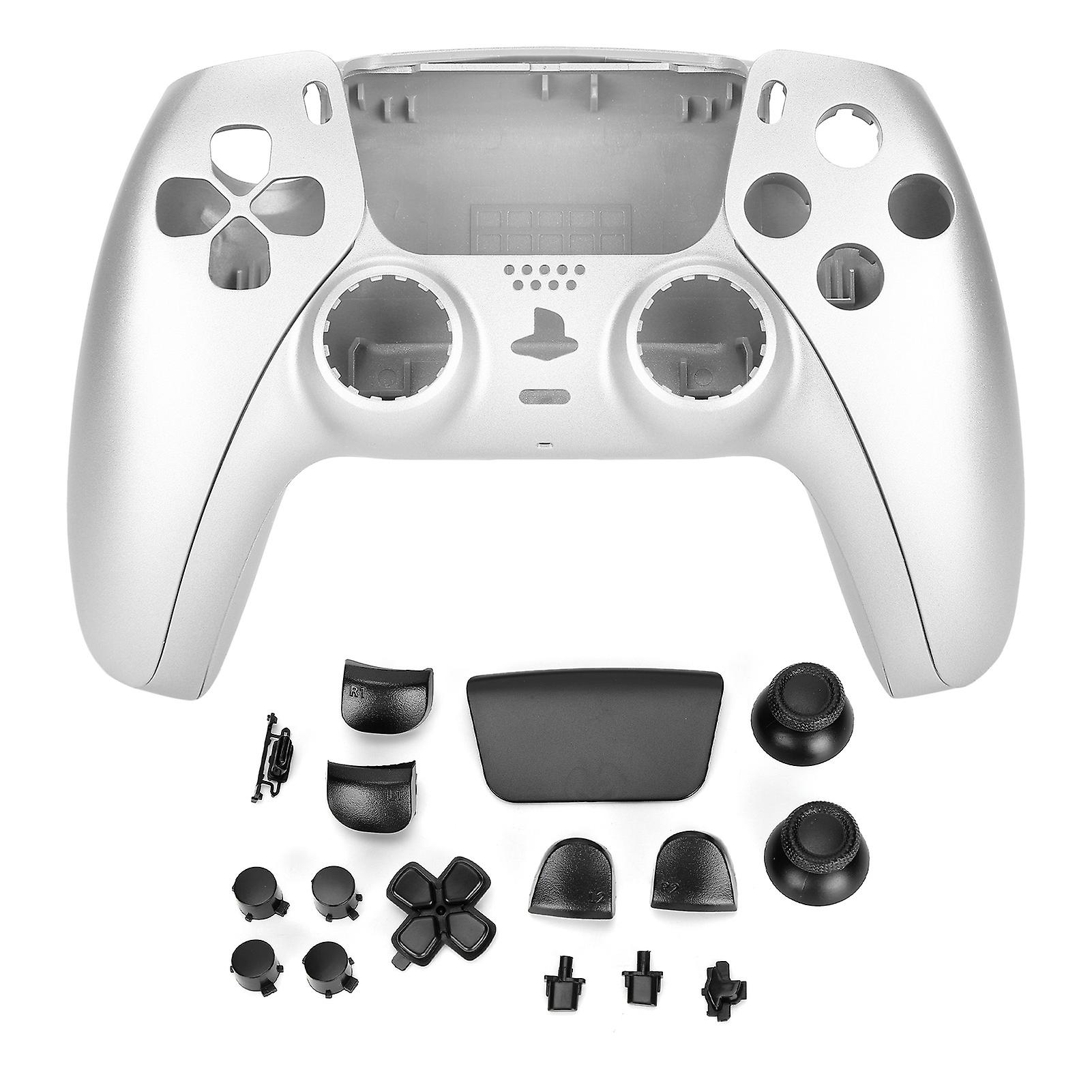 Silver PS5 Controller Shell & Button Replacement - Durable DIY Accessories, Perfect Fit