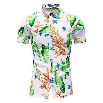 Youthup Mens Plant Print Hawaiian Shirt