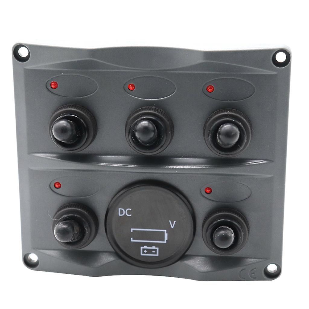 Marine 5 Gang + Battery Gauge Toggle Switch Panel Digital LED Back Light