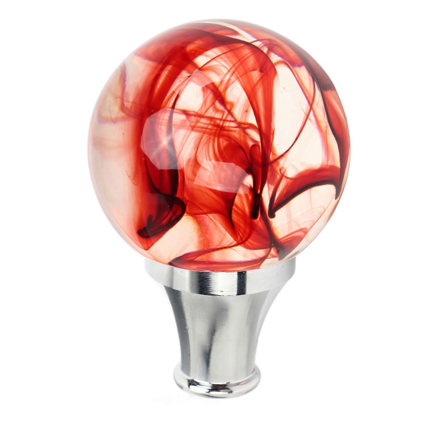 JDM Style Gear Shift Knob with 3 Adapters Round Ball Shape Shifter Head for Manual Automatic Transmission Vehicles Red
