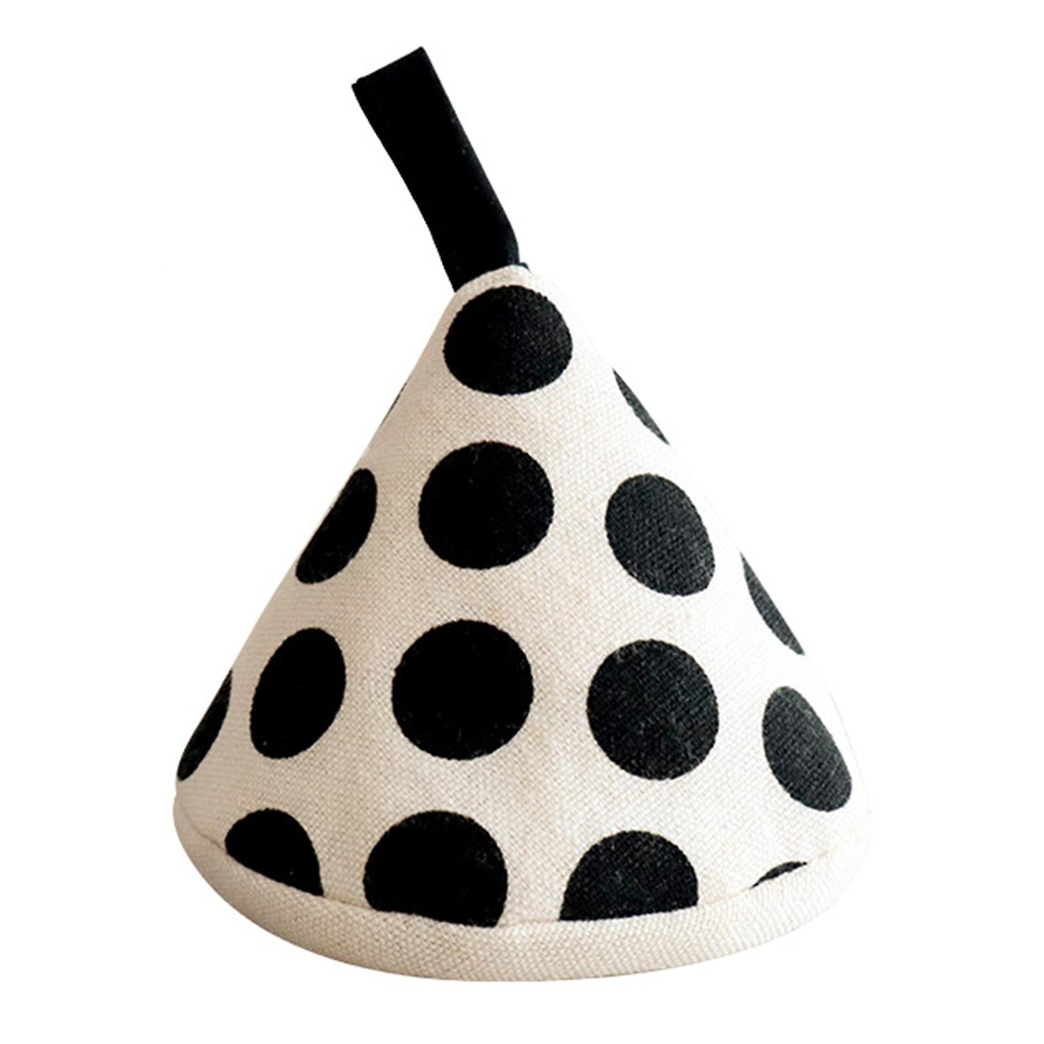 OuZhan Triangle Cotton Pot Handle Cover Heat Resistant Dot Print Scald-Proof Hanging Loop Thick Mini