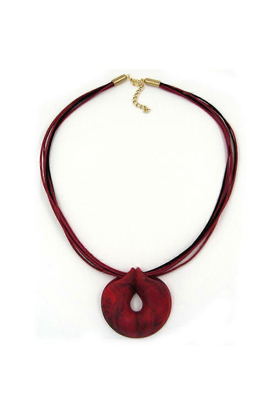 Necklace Round Red-black 55cm - Gl07526