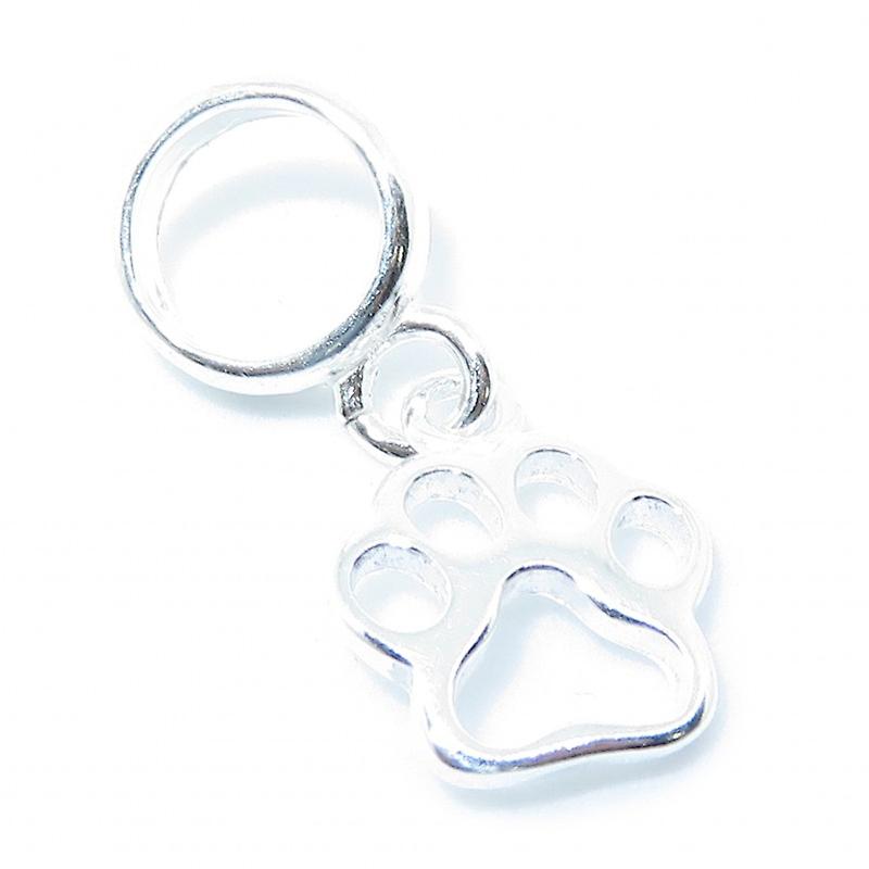 Paw Print Tiny Dangle Bead Sterling Silver Charm .925 X 1 Pets