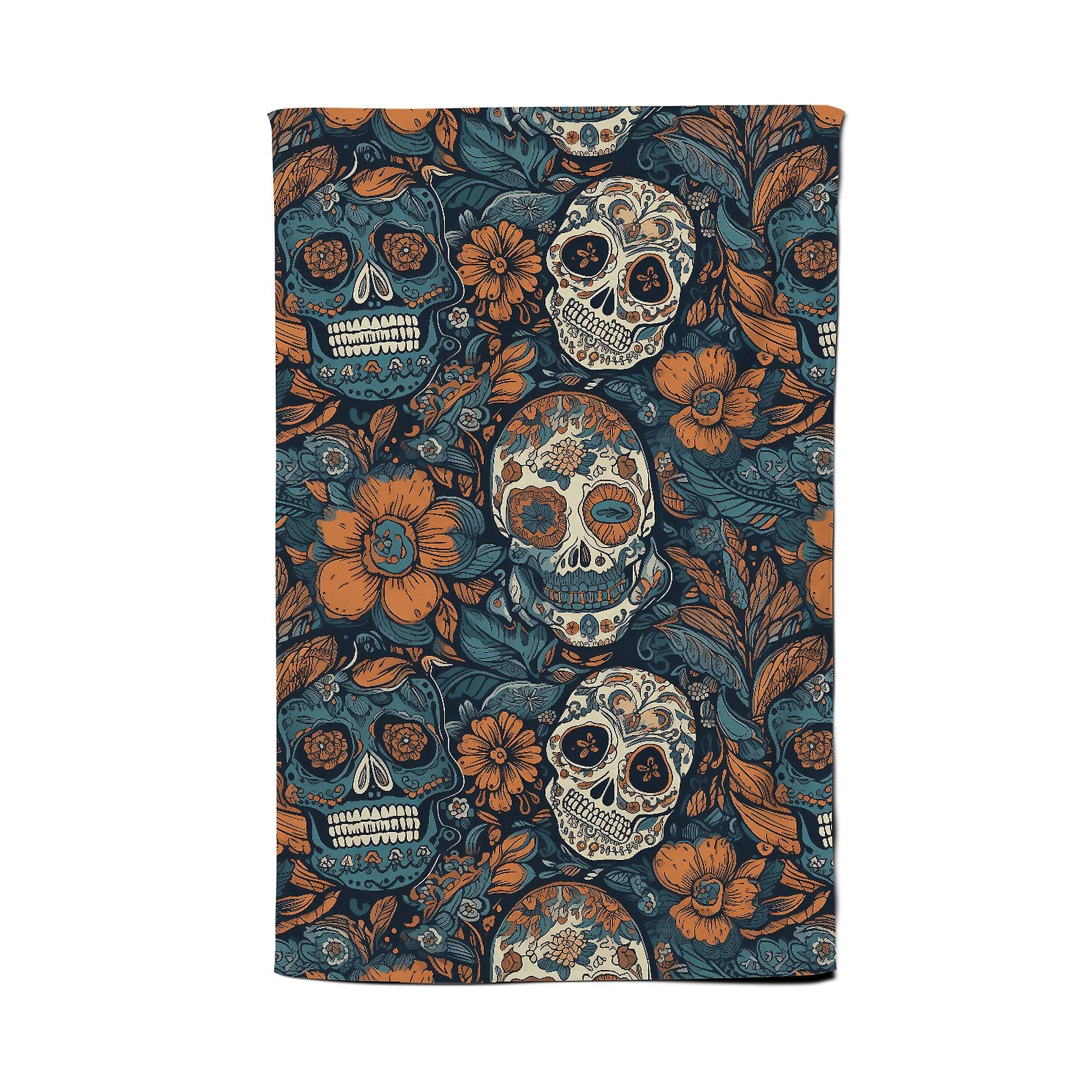 Dia De Los Muertos Skulls Pattern Tea Towel