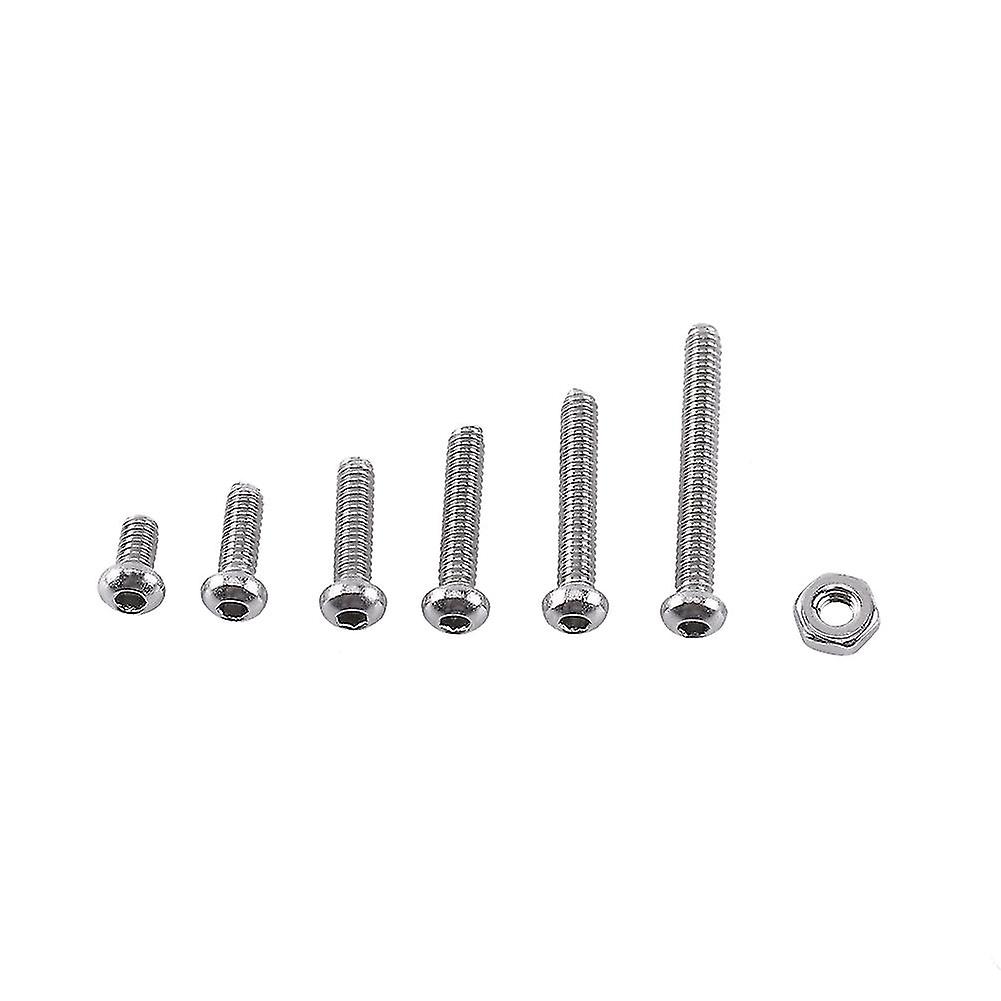 M2 Hex Socket Screws Bolt Assortment - 250pcs A2 Stainless Steel with Hex Nuts (Button Head)