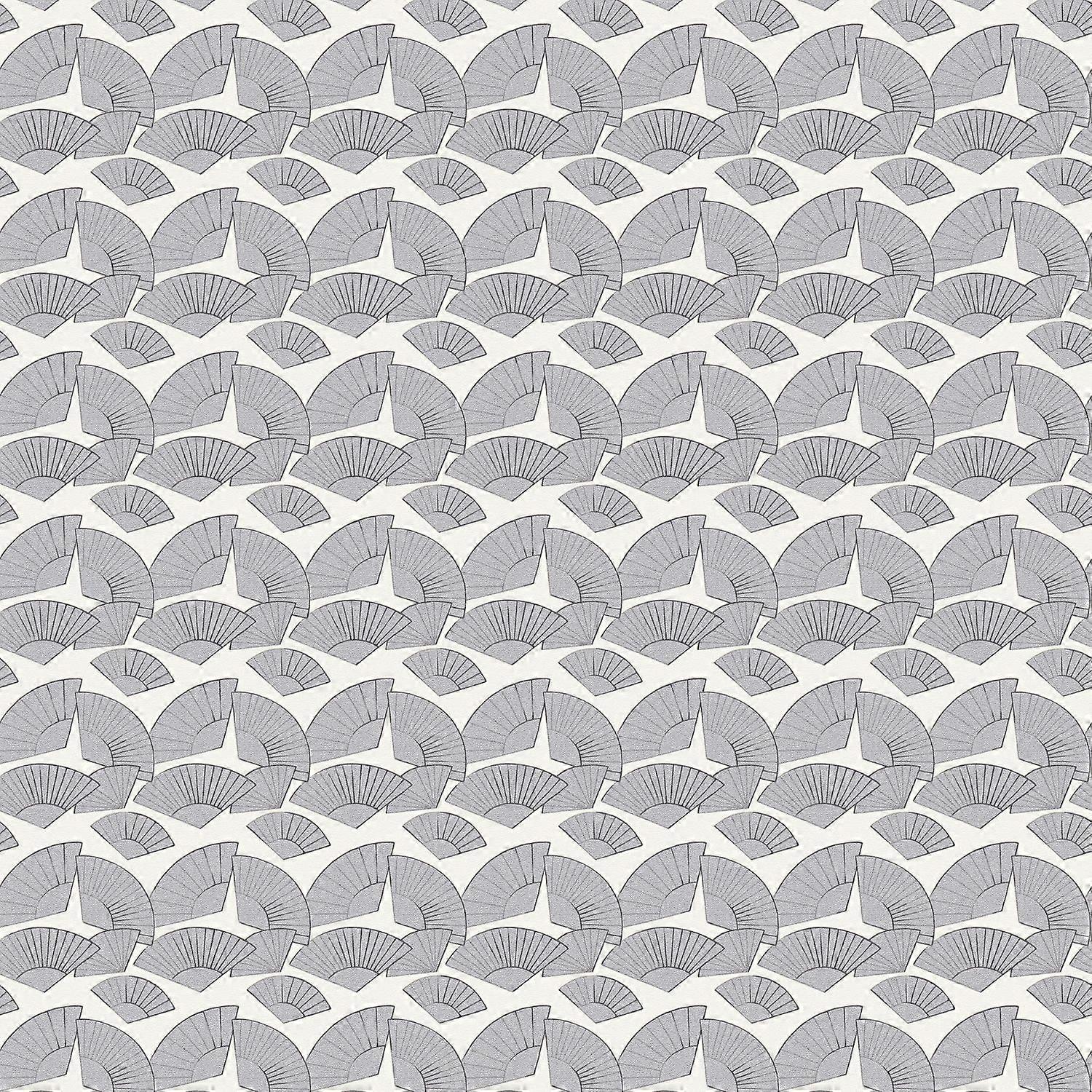 Carta da parati grafica Profhome 378476-GU Carta da parati TNT liscia design ed accenti metallici bianco grigio-argento argento 5,33 m2