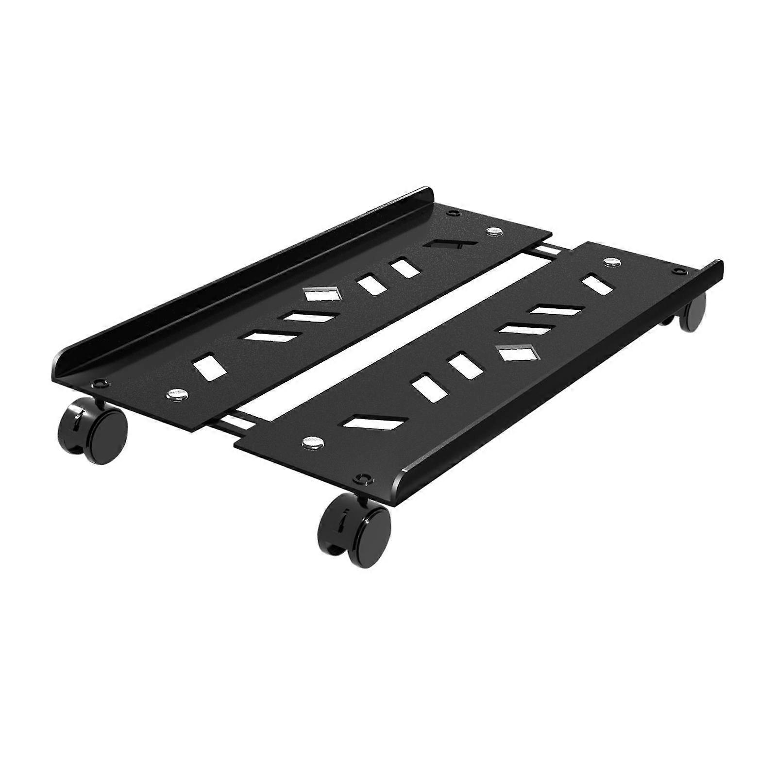 Adjustable Mobile CPU Stand Under Desk CPU Holder with Locking Caster Wheels Black