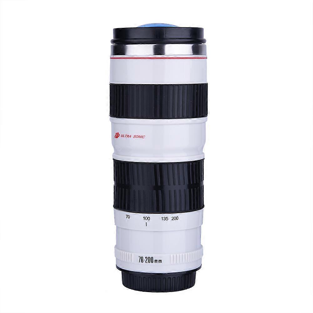 Appareil photo créatif Verre d’isolation en forme d’objectif Gourde de voyage isolée en acier inoxydable III Noir