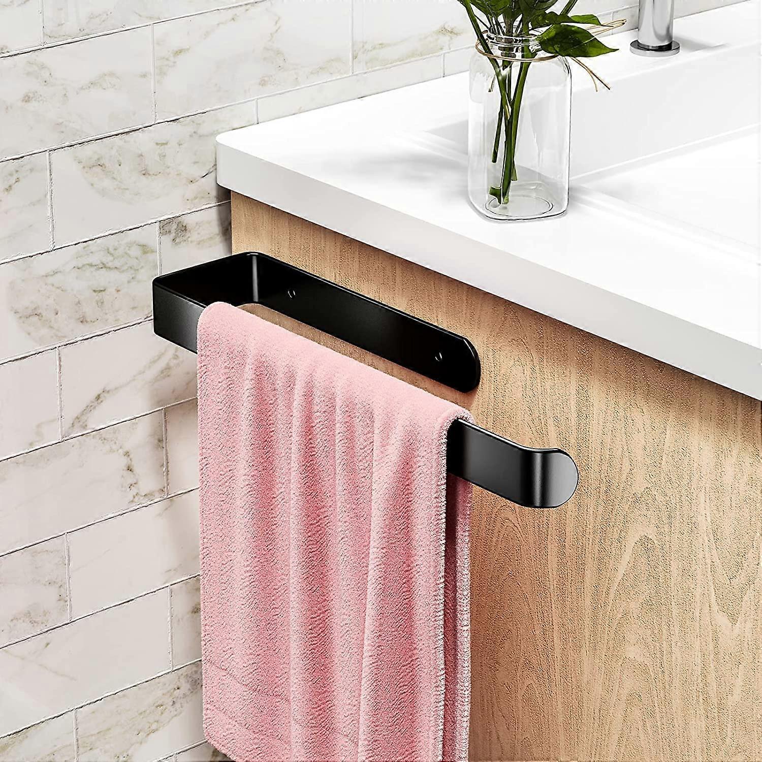 Self-adhesive or drilled towel holder, (Black))29.5*7*3cm