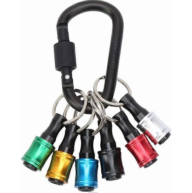 6pcs Hex Shank Screwdriver Bit Holder, Aluminum Alloy Material Quick Release, Easy Change Keychain, Key Ring Extension Bar Adapter, for Drill