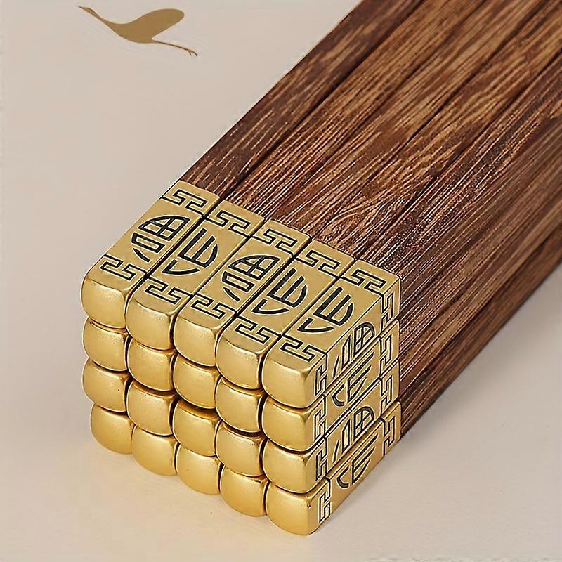 5/10pairs Solid Wood Chopsticks, Household Non-slip Anti-mildew Square Head Chicken Wing Wood Tableware High Temperature Resistant Chopsticks, Reusabl