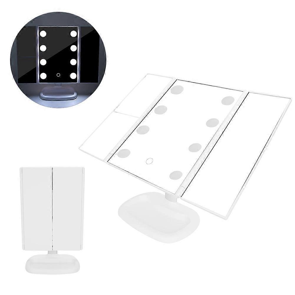 LED Makeup Mirror 3 Folding 2X / 3X Magnifier Portable USB Touch Screen Table Desktop Lamp Desktop Cosmetic Mirror Beauty Tools