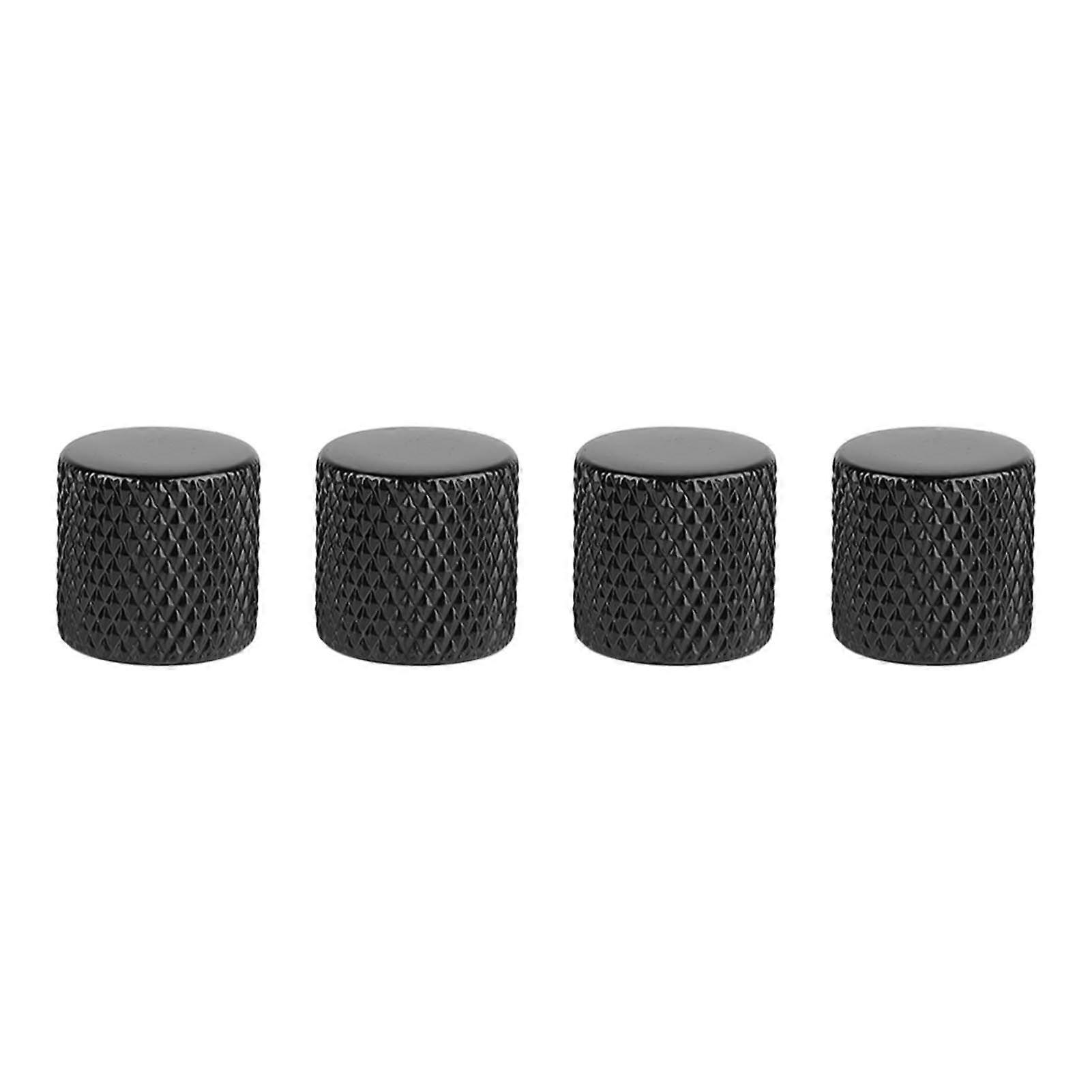 4pcs Electric Guitar Knobs Set Metal Potentiometer Cap Volume Tone Control For Bass Black