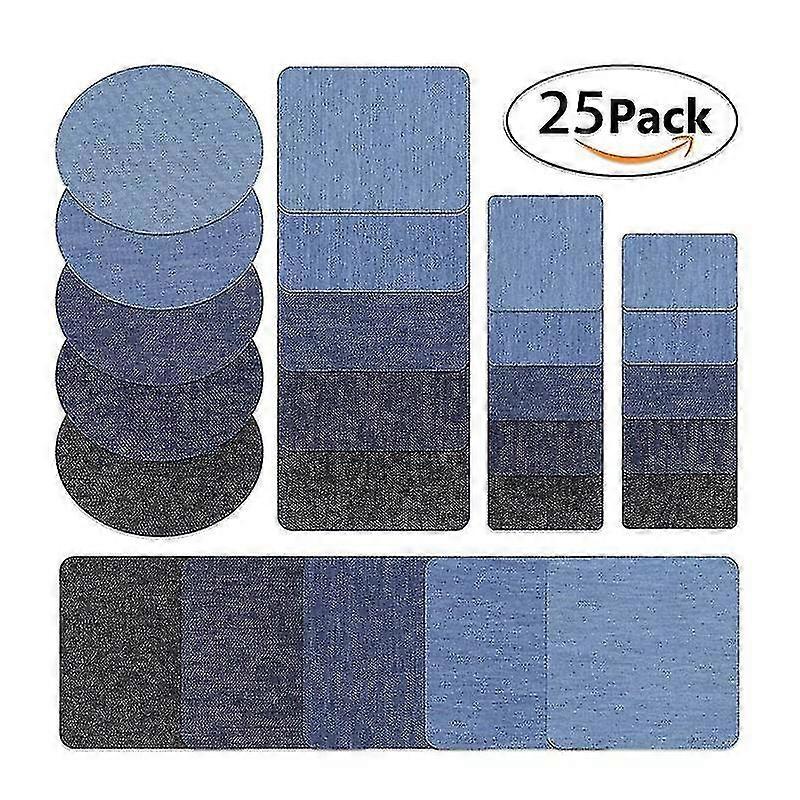 25 buc patch-uri denim, 5 culori iron-on patch-uri (5 dimensiuni)