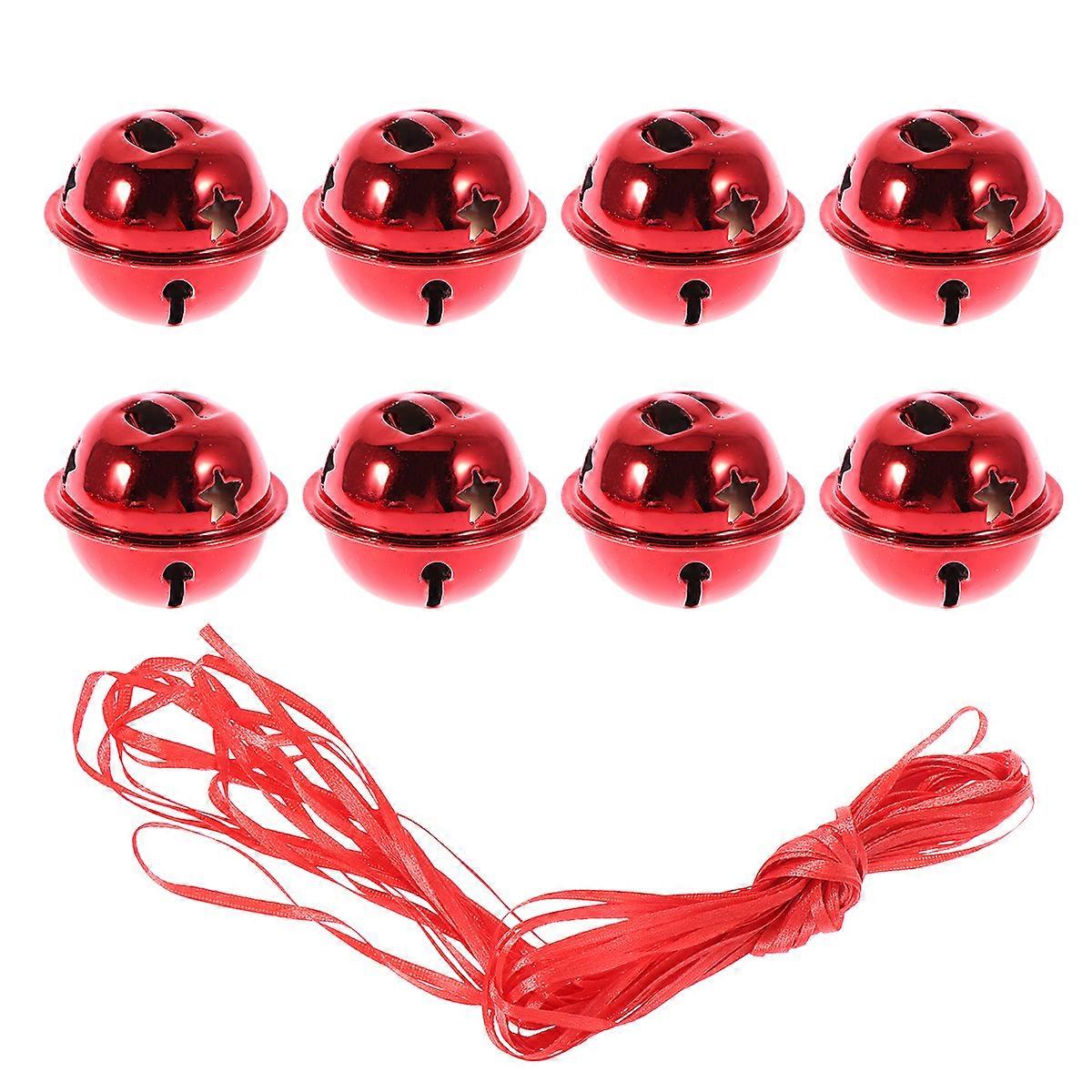 21Pcs Five-point Star Christmas Bells Mini Creative Shiny Rattle Bells Handmade Small Christmas Jingle Bell (20pcs 3cm Red Bells+10m Ribbon)