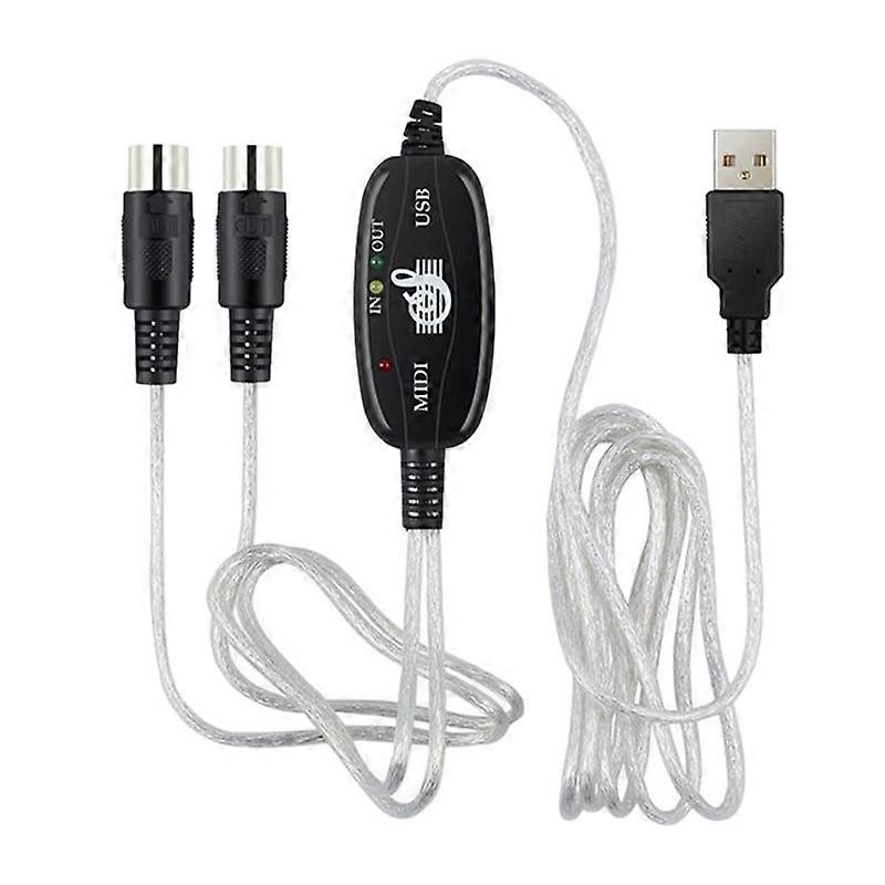 Convertitore di cavi da USB a MIDI a 5 pin da 2 in 1 a PC Editing dell'uscita audio per pianoforte elettronico elettronico