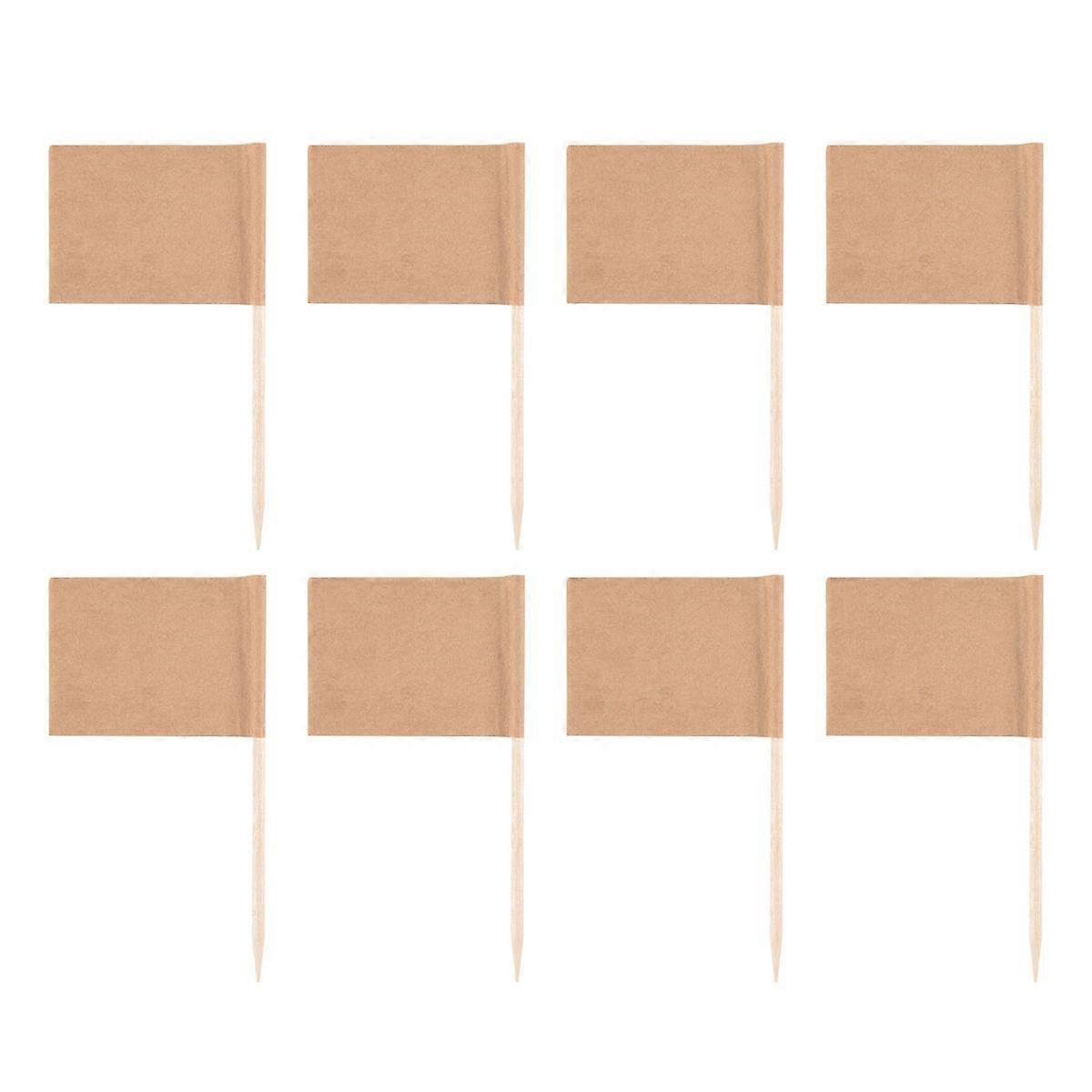 200 Pack Blank Toothpick Flags Kraft Paper Flag Picks Cheese Markers for Cupcake, Food, Fruit, Deco