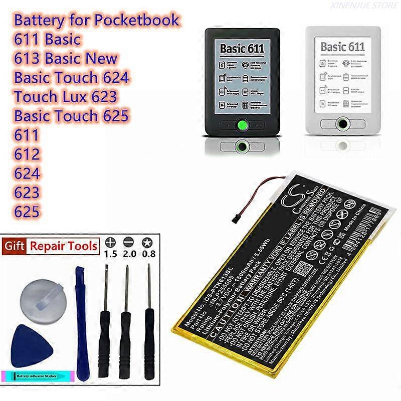 E-Book und E-Reader Akku 1100mAh MLP255085 für Pocketbook 611 612 624 623 625 Basic Basic Neu Basic Touch Touch Lux