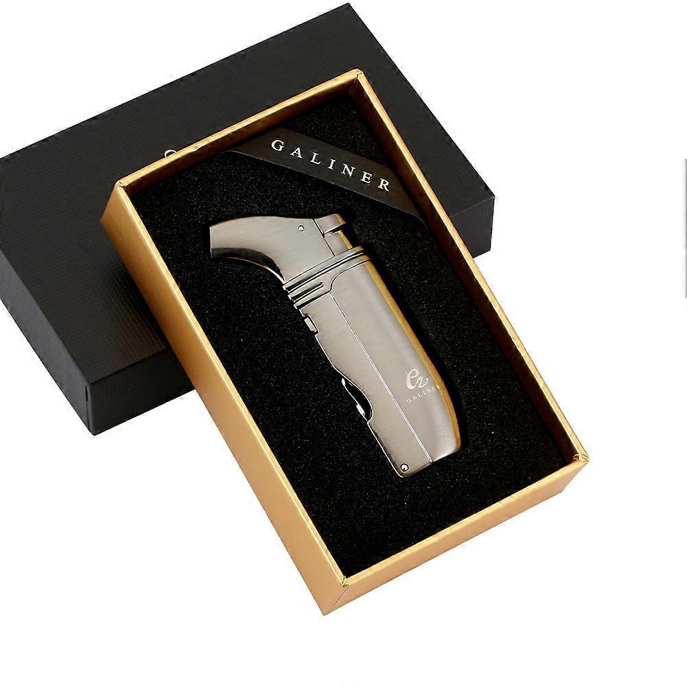 Windproof Cigar Lighter Inflatable Double Fire Cigar Lighter Multifunctional With Drill Ventilation Needle Lighter Wholesale