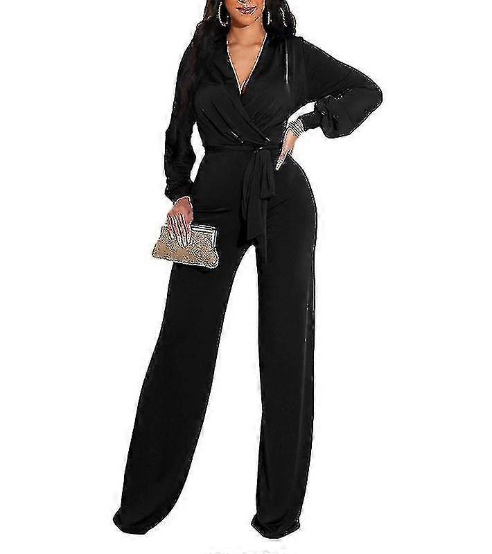 Femmes Automne Manches Longues Combinaisons Casual Une Pièce Col V Rompe-YuJia