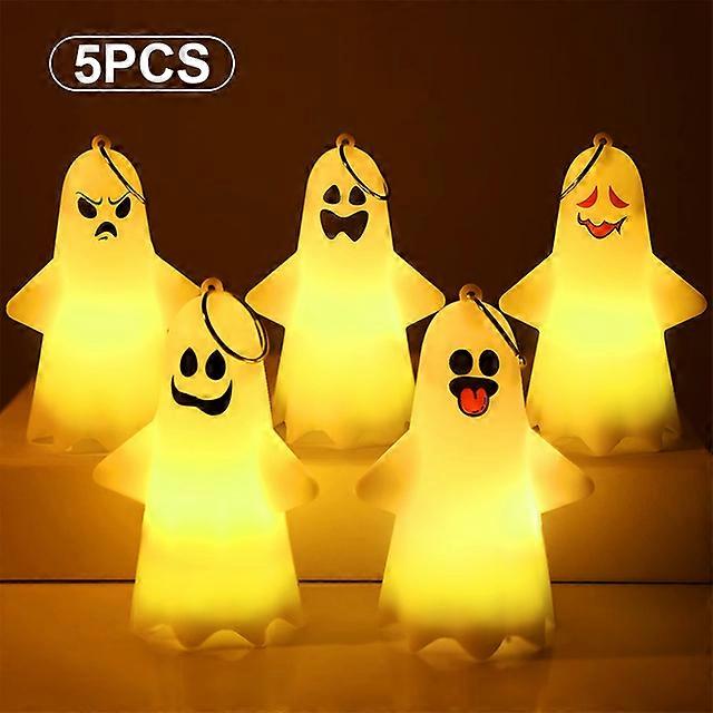5/10pcs Halloween Ghost Haunted House Tiered Tray Decoration Table Centerpieces Halloween Party Hanging Props Warm Light Decorat