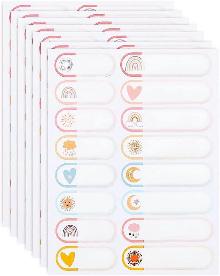 480pcs Weather Themed Name Stickers Cartoon School Name Stickers Bottle Labels Colorful Labels Custom Waterproof Labels Self Adhesive Multiple Pattern